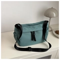 Green lightweight Oxford cloth shoulder bag with adjustable strap and side pockets - Green