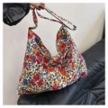 Bolso tote ligero de nailon plegable con estampado floral y gran capacidad - Estilo Floral Profundo Pastoral 3