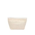 Bolso de mano de paja tejida con ribete de cuero blanco y gran capacidad para el verano - Blanco