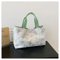 Bolso tote de lona con estampado de mariposas verdes y asas en contraste mujer - Verde