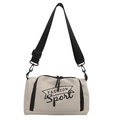 Grand sac de sport crème avec bandoulière noire et imprimé logo Fashion Sport - Blanc