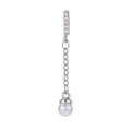 Clou d'oreille en acier argenté avec cinq zircons, longue chaîne et pendentif perle blanche - Style de Gland de Perle à Barre Géométrique Argenté (EGD1062 Argent)