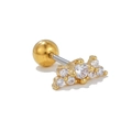 20G gold stainless steel cartilage earring with clustered clear zircon stones - Gold Cluster Style (EGD0820)