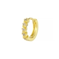 Gold huggie earrings featuring five round cubic zirconia stones in a minimalist design - Five Zirconia Row Style (EK00193) / Gold