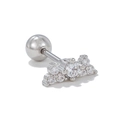 Silver 20G stainless steel helix earring with curved zircon heart arrangement - Silver Cluster Style (EGD0820)