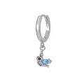 Silver hummingbird earrings with blue zircon crystals and droplet-shaped gemstone - Bird Style (EK00149) / Silver
