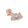 Rose gold heart-shaped cartilage piercing earring with fan-style clear cubic zirconia - Rose Gold Cluster Style (EGD0820)