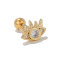 Golden stainless steel cartilage earring featuring a zircon-encrusted evil eye design - Gold Evil Eye Style (EGD1306)