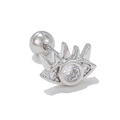 Silver 20G stainless steel evil eye helix stud with sparkling cubic zirconia inlay - Silver Evil Eye Style (EGD1306)