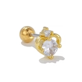 Golden crown heart ear stud with micro-set zircon and screw back piercing design - Gold Crown Style (EGD0933)