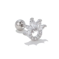 Silver flower cartilage piercing stud with marquise zircon petals and screw ball back - Flower Cluster Silver (EGD1203)