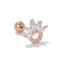 Rose gold helix stud earring featuring marquise zircon flower and crystal hoop design - Flower Cluster Rose Gold (EGD1203)