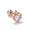 Rose gold 20G stainless steel helix earring with clear double zirconia stones - Rose Gold Crown Style (EGD0933)
