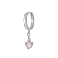 Silver hoop earrings with a delicate pink semi-precious stone and zircon pendant charm - Pink Acorn Style (EK00150) / Silver