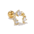 20G gold heart-shaped stainless steel cartilage stud earring with micro-set zircons - Gold Curved Style (EGD1219)