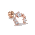 Rose gold heart-shaped helix earring with micro-pushed clear cubic zirconia stones - Rose Gold Curved Style (EGD1219)