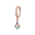 Rose gold hoop earring with vertical dark blue and light blue zircon pendants - Blue Acorn Style (EK00150) / Rose Gold