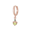Rose gold acorn hoop earrings with light green and dark green gemstones on white background - Green Acorn Style (EK00150) / Rose Gold