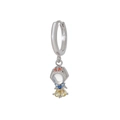 Silver drop earrings featuring a cartoon princess pendant with colorful zircon stones - Girl Cartoon Style (EK00128) / Silver