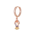 Rose gold princess drop earrings with multicolor zircon and white opal gemstones - Girl Cartoon Style (EK00128) / Rose Gold