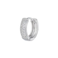 Silver-toned huggie hoop earrings featuring double rows of micro-pave white zircons - Silver Style (EK00247)