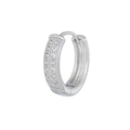 Silver hoop earrings with double-row micro-paved cubic zirconia and secure clasp - EK00248 / Silver