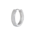 Silver hinged huggie hoop earrings featuring double rows of micro-pave cubic zirconia - EK00249 / Silver
