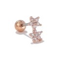Boucle d'oreille fleur en or rose sertie de zircons et fermoir à vis à boule - Design Zirconia Fleur à Cinq Pétales Double Couche(EGD0919) / Or rose