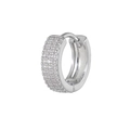 Boucle d'oreille huggie argentée avec serti pavé de zircons cubiques transparents - Style EK00223 (EK00223) / Argent