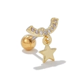 Clou d'oreille cartilage doré avec étoile en zircons et fermoir à vis boule ronde - Barre Courbe avec Diamants et Étoile à Cinq Branches Pleine(EGD1061) / Or