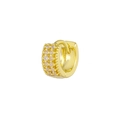 Boucle d'oreille huggie dorée ornée de trois rangées de zircons cubiques micro-pavés - Style EK00224 (EK00224) / Or