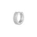 Boucles d'oreilles huggies en argent avec trois rangées de zircons scintillants - Style EK00226 (EK00226) / Argent