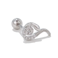 Silver snake stud earring with shimmering micro-set zircons and a secure ball back - Snake Style / Silver