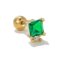 Orecchino a perno con zircone verde quadrato dorato e chiusura a vite con sfera sicura - Stile Smeraldo Quadrato / Oro