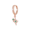 Orecchini a cerchio in oro rosa con doppi ciondoli a stella e micro-inserti in zircone - Stile Doppia Stella (EK00153) / Oro rosa