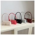 Minimalist patent leather baguette bags in five colors with sleek metal buckles - Brown