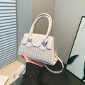 Sac à main blanc à texture crocodile élégante avec bandoulière amovible moderne - Blanc