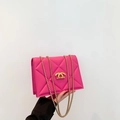 Elegant rose pink quilted small crossbody bag with gold chain and metal clasp detail - Rose Red