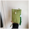 Petit sac à bandoulière vert avocat en cuir avec fermoir perle et pendentif lotus chic - Vert (Avec Pendentif)