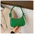 Emerald green crescent bag with V-shaped quilting and knotted handle detail - Green