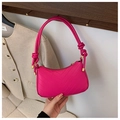 Minimalist rose pink underarm bag with V-shaped stitching and knotted shoulder strap - Rose Red