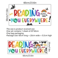 Sticker mural coloré Reading Will Take You Everywhere avec livres et décor arc-en-ciel - Style 20x60cm / Coloré