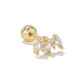 Golden stud earring featuring fan-shaped marquise-cut stones and a screw-back ball closure - Fan-shaped Cluster Style (EGD1473 Gold)