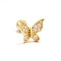 Gold butterfly cartilage stud earring with cubic zirconia and ball back closure - Full Zircon Butterfly Style (EGD0192 Gold)
