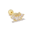Clou d'oreille éventail doré avec zircones poire et fermoir à vis pour cartilage - Style Éventail Couronne (EGD1710 Or)