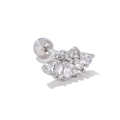 Boucles d'oreilles argentées en forme d'éventail avec zircons et fermoir à vis - Style Éventail Couronne (EGD1710 Argent)