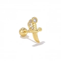 Clou d'oreille épée doré avec oxydes de zirconium et fermoir à vis sphérique - Style d'Épée Cool (EGD1267 Or)