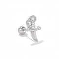 Clou d'oreille épée en argent minimaliste avec zircons blancs et fermoir à vis - Style d'Épée Cool (EGD1267 Argent)