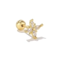 Boucles d'oreilles étoile dorées avec oxydes de zirconium et fermoir boule à vis - Style de Fleur à Quatre Feuilles (EGD1500 Or)