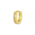 Pendiente individual huggie bañado en oro de 14k con filas de circonitas blancas - Dorado (EK00184)